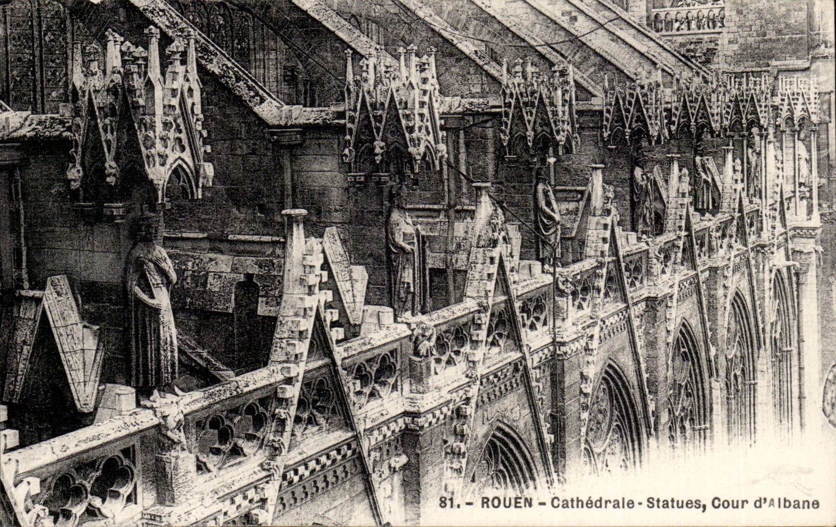 CPA Rouen Cathedral Statues Court of Albane