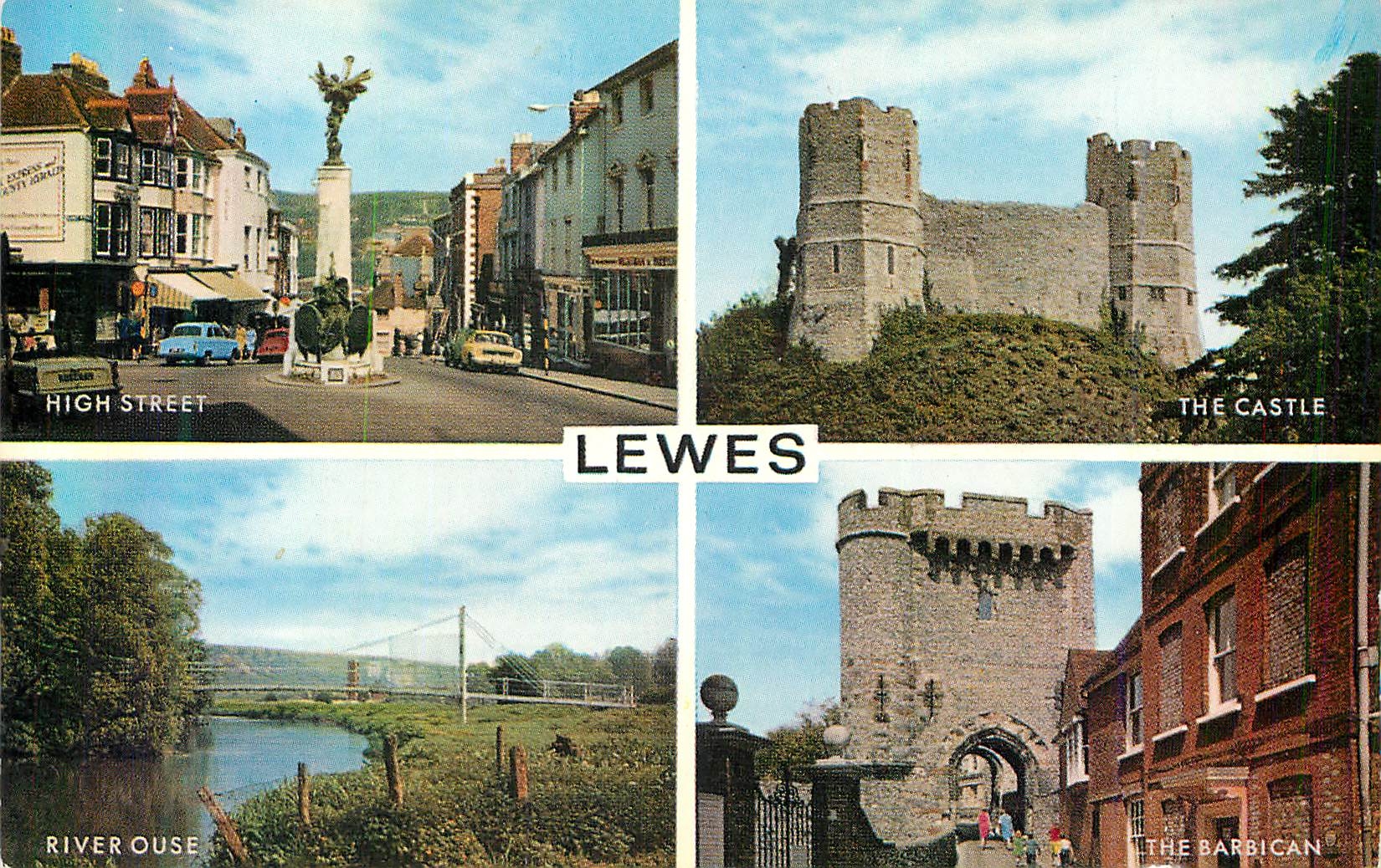 CPM Lewes High Street The Castle River Ouse The Barbican