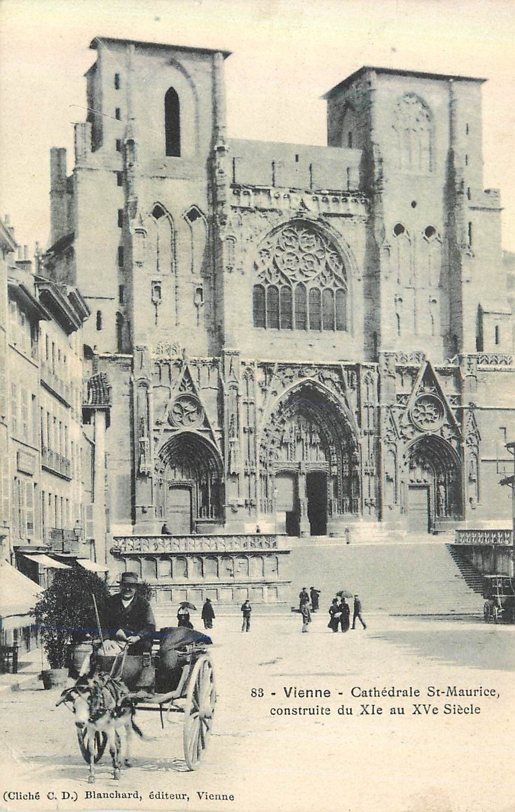 CPA Vienne Cathedrale St Maurice Construite du XIe au XVe Siecle Voiture a Ane Donkey