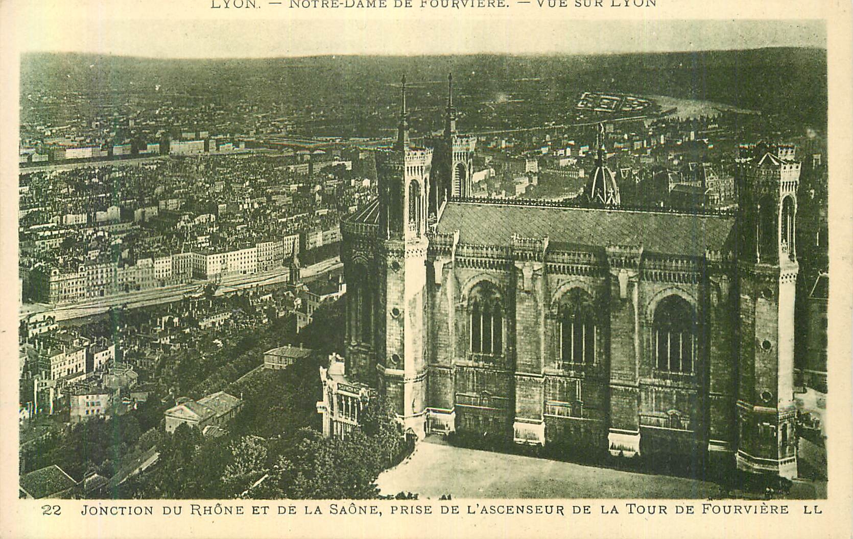 CPA Lyon Notre Dame de Fourviere Jonction du Rhone et de La Saone Prise de l'Ascenseur de la Tour de Fourviere