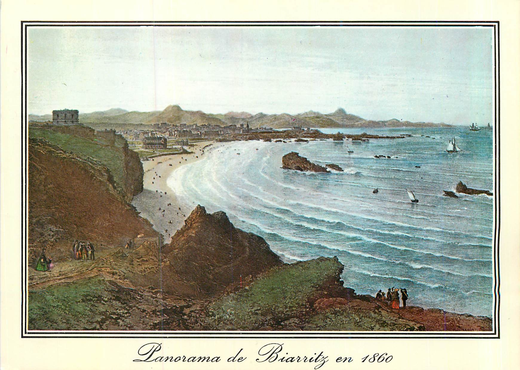 CPM Panorama de Biarritz en 1860