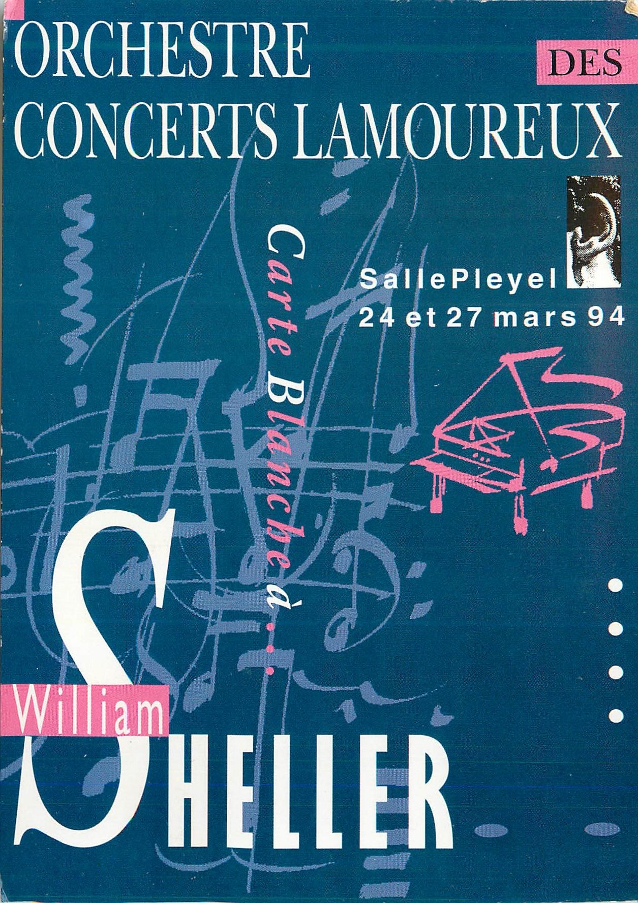 CPM Orchestre Concerts Lamoureux Sallepleyel 24 et 27 mars 94 Carte Blanche a William Sheller
