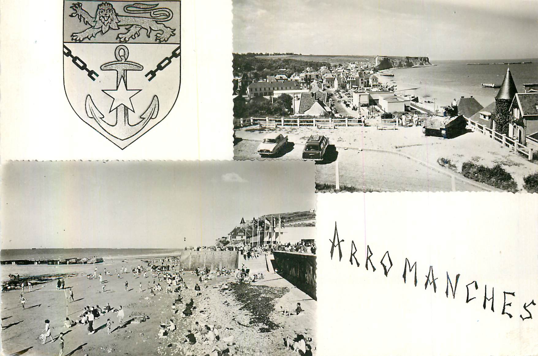 CPM Arromanches (Calvados) Vue Generale la Plage Lion Tank Char d'assaut Militaria