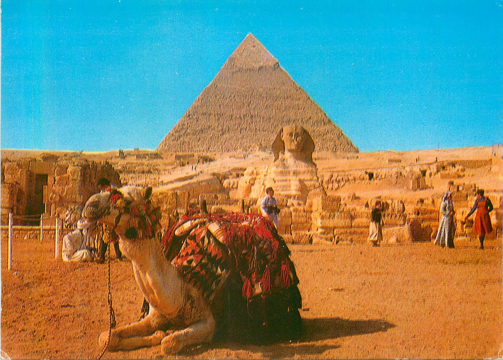CPM Giza the Great Sphinx and the Pyramid of Kephre Chameaux