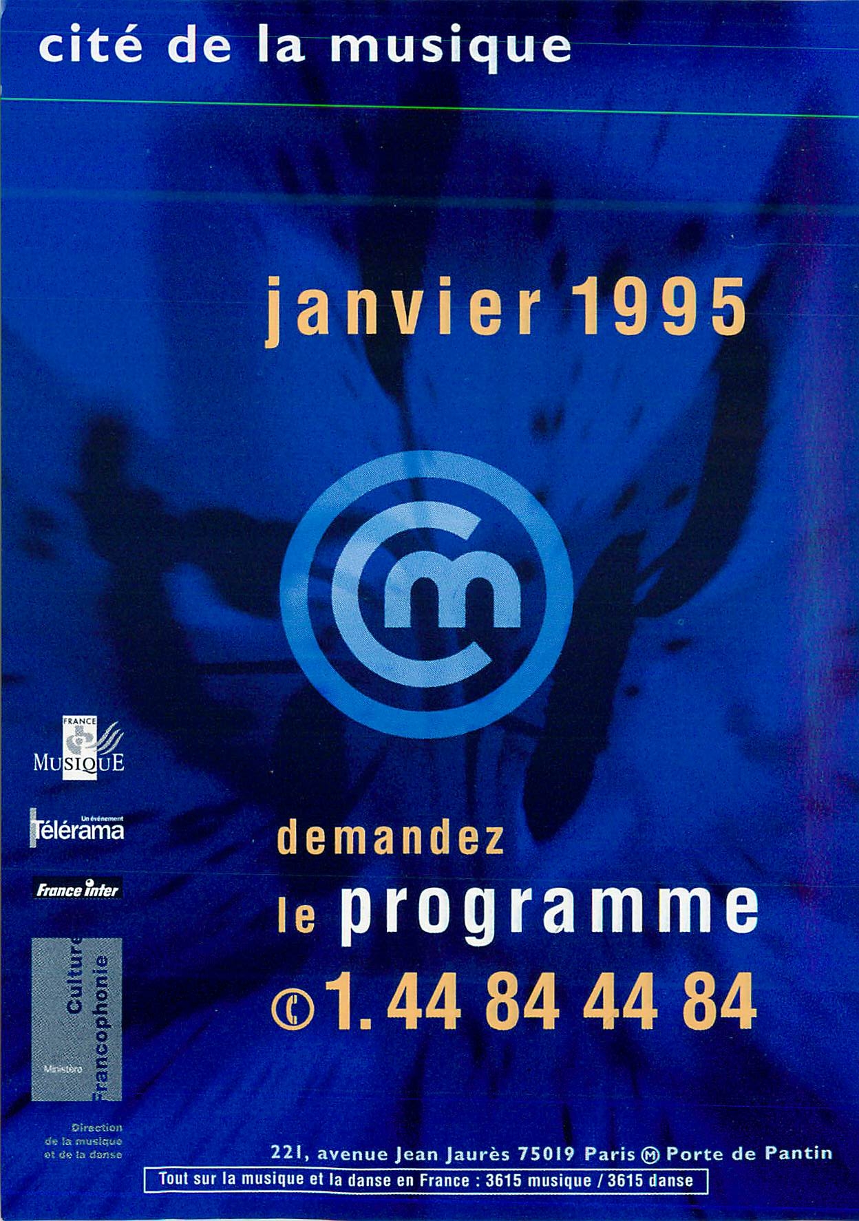 CPM Cite de la Musique Janvier 1995 Demandez le Programme Paris