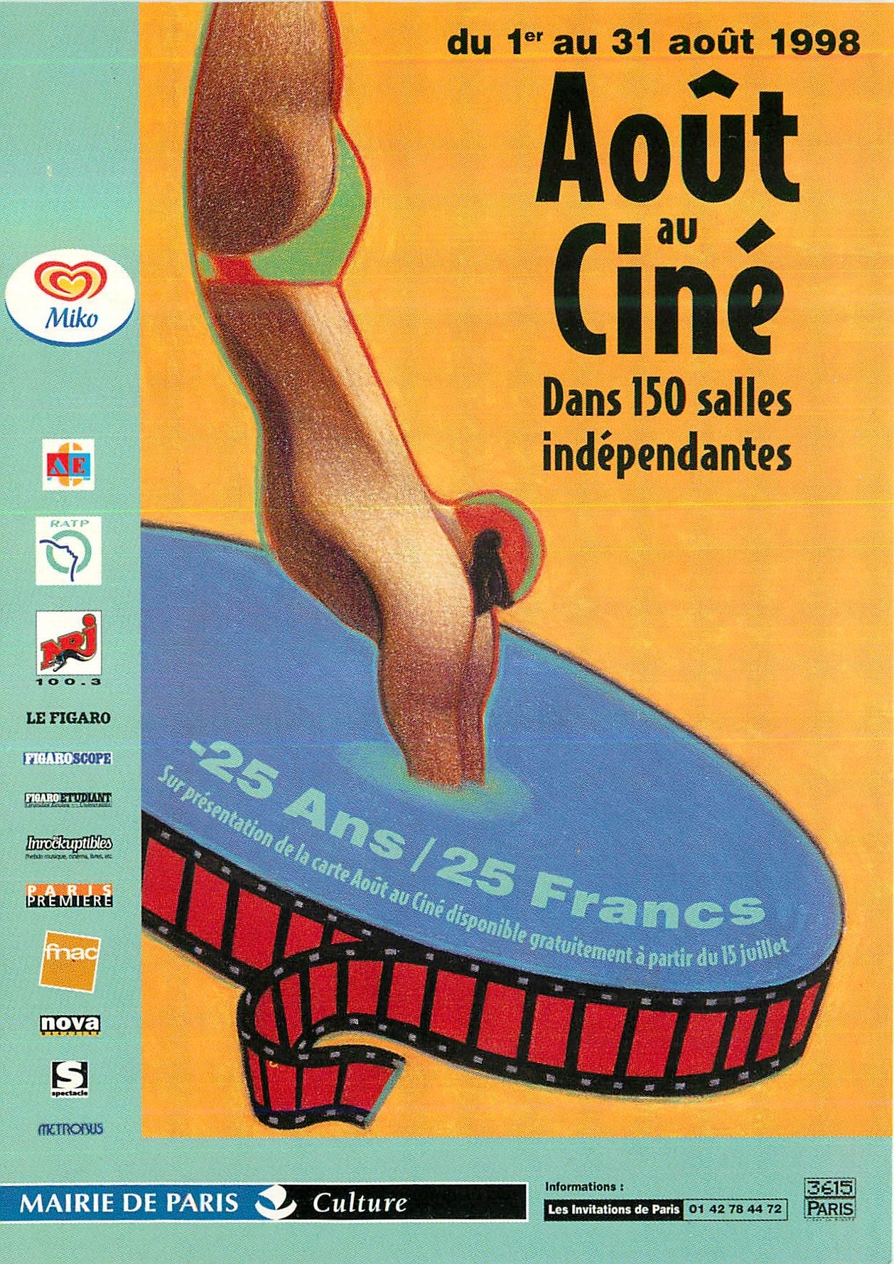CPM Aout au Cine dans 150 Salles Independantes Piscine Mairie de Paris