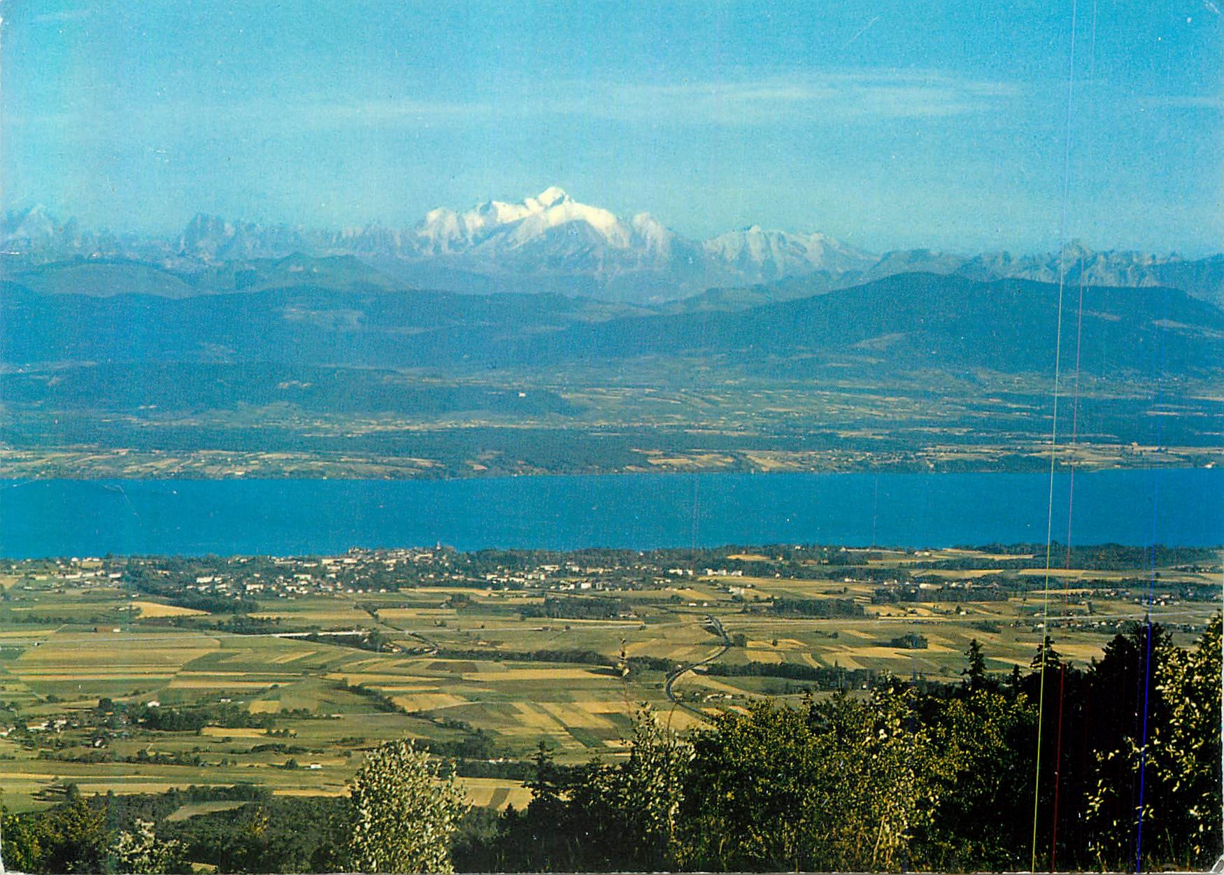 CPM Le Mont Blanc et le Lac Leman Vue de st Cergue alt 1047 m (Jura Suisse)