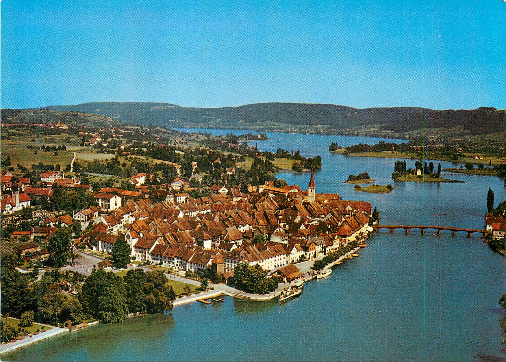 CPM Flugaufnahme Stein am Rhein mit Insel Werd und Untersee