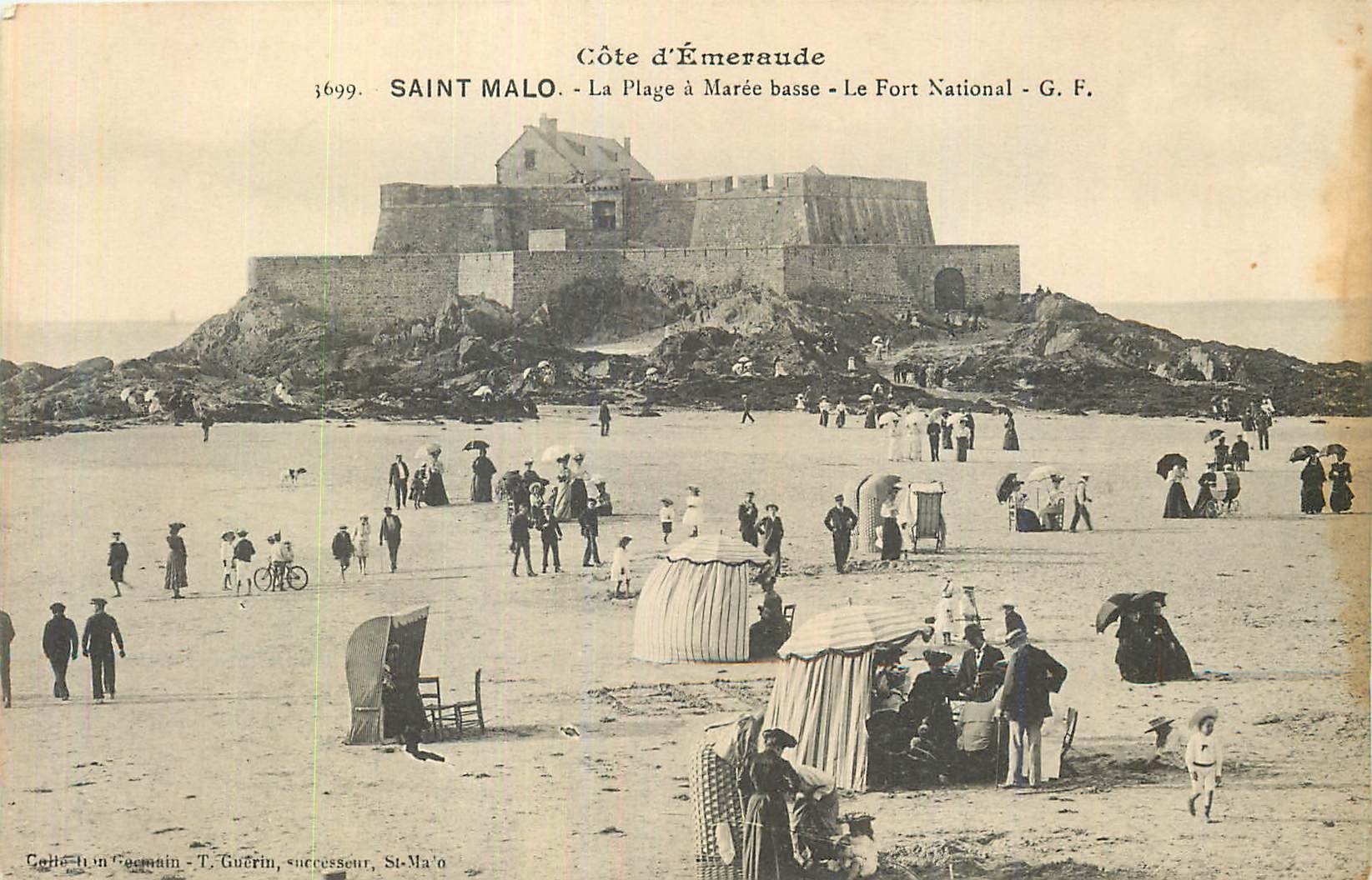CPA Saint Malo Cote d'Emeraude La Plage a Maree Basse Le Fort National