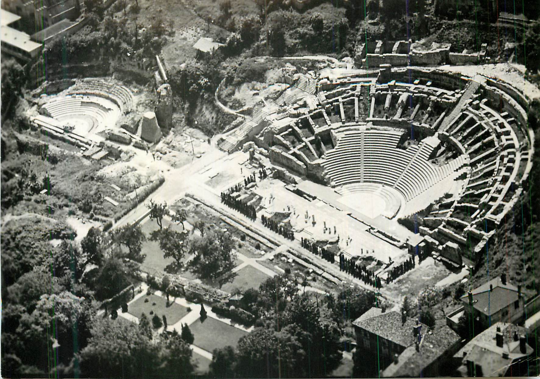 CPM Lyon Vue Aerienne des Deux Theatres Romains
