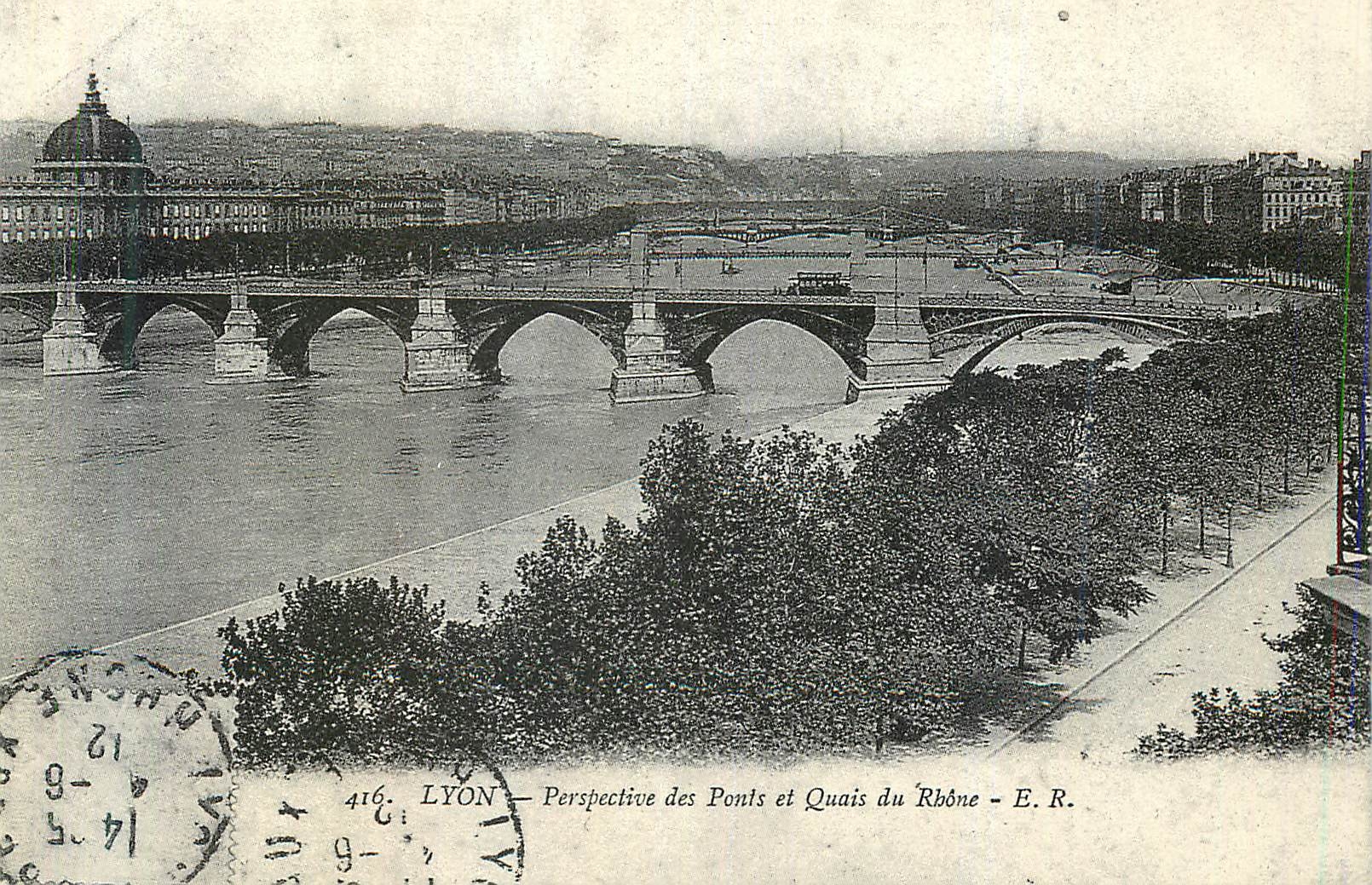 REPRO Lyon Perspective des Ponts de la Guillotiere et Quais du Rhone