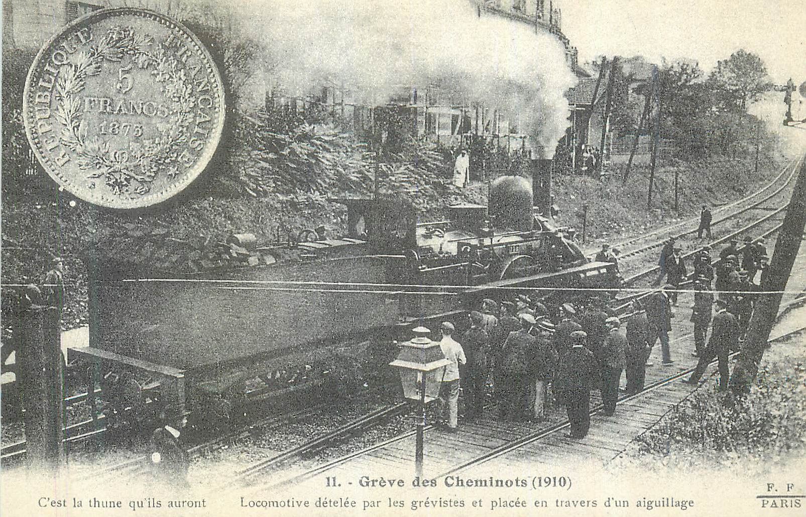 REPRO Greve des Cheminots Train Piece de Monnaie