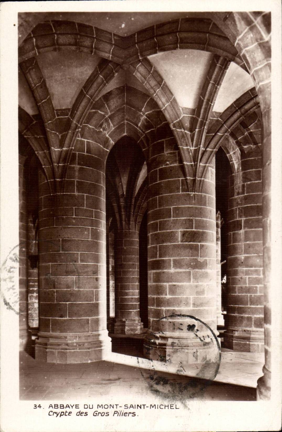 Mont Saint Michel - Crypt of the Large Pillars - CPA
