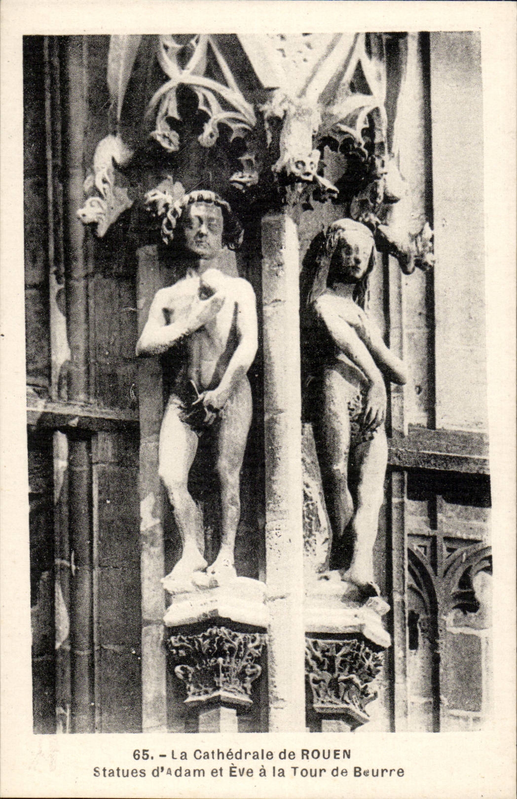 Rouen - the Cathedral - Statues of Adam and Eve to the Butter Tower - CPA