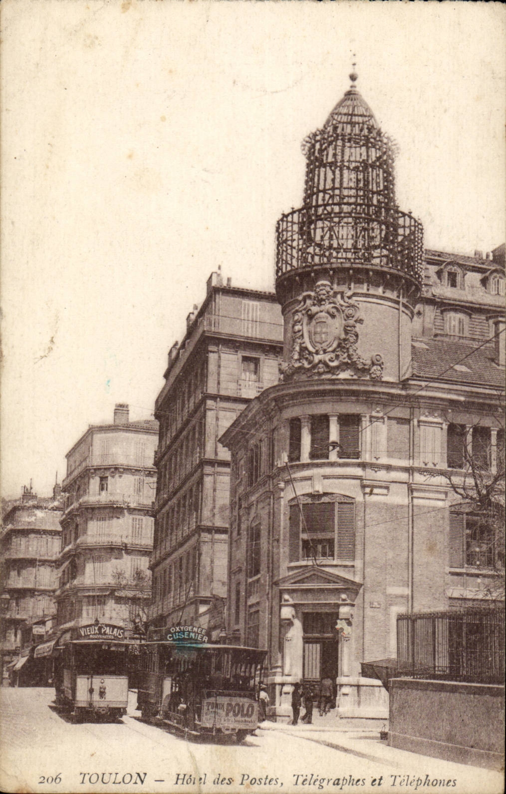 Toulon - Post office building Telegraphs and Telephone tram - CPA