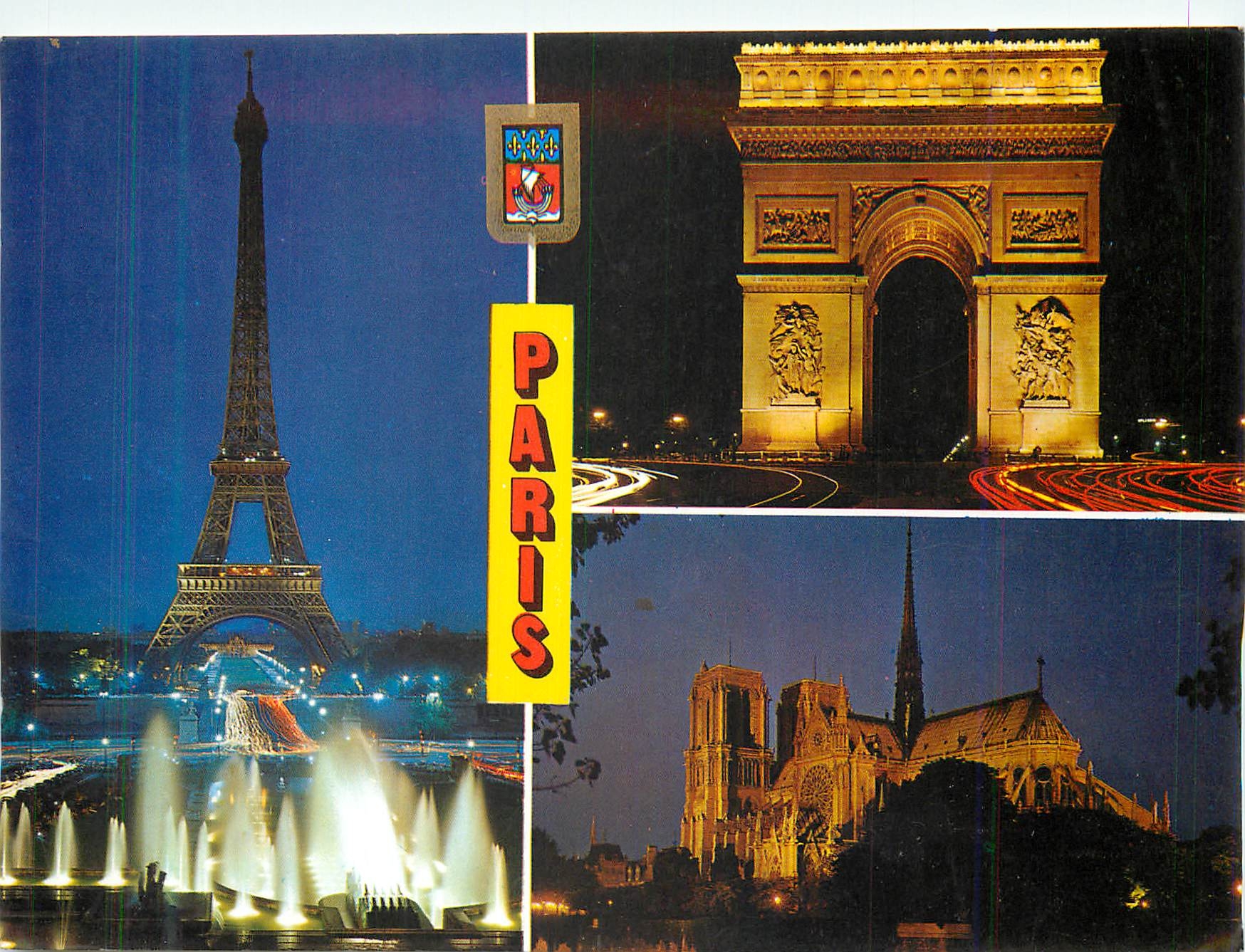 CPM Paris (France) La Tour Eiffel L'Arc de Triomphe Notre Dame