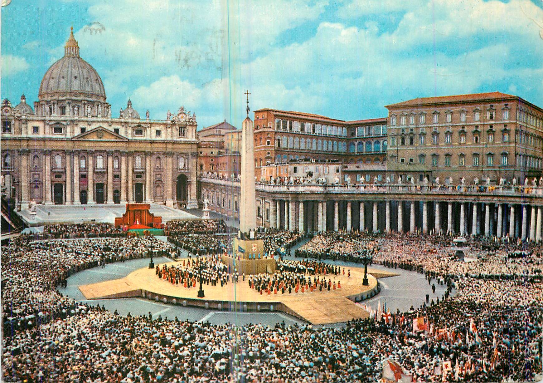 CPM Roma Place St Pierre Manifestation Populaire en Presence de SS Jean XXIII