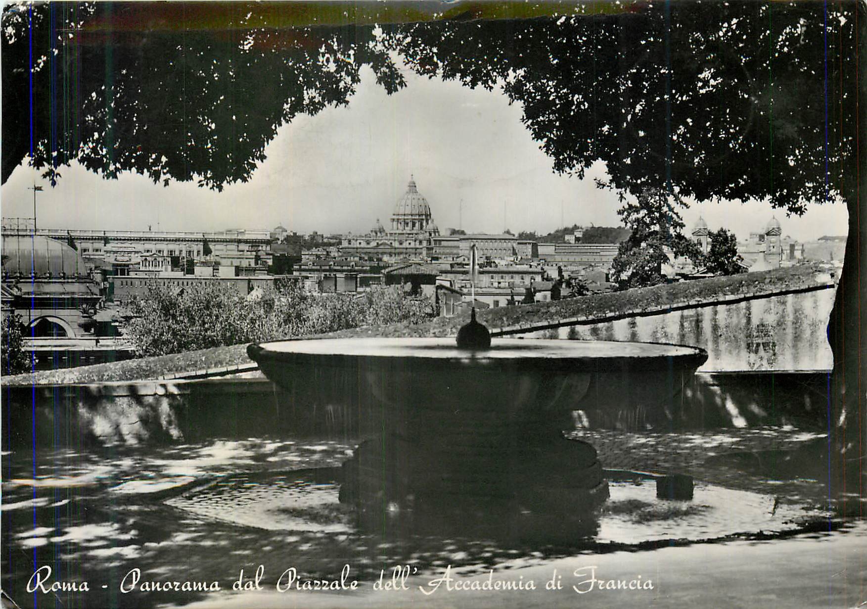 CPM Rome Panorama de la place de l'Acaderne de France