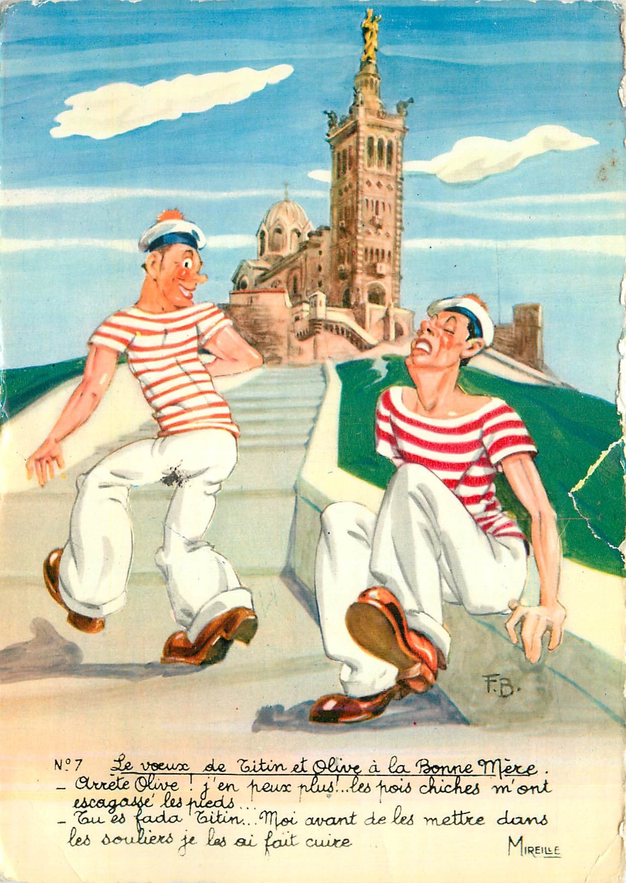 CPM deux hommes Marseille Notre Dame de la Garde
