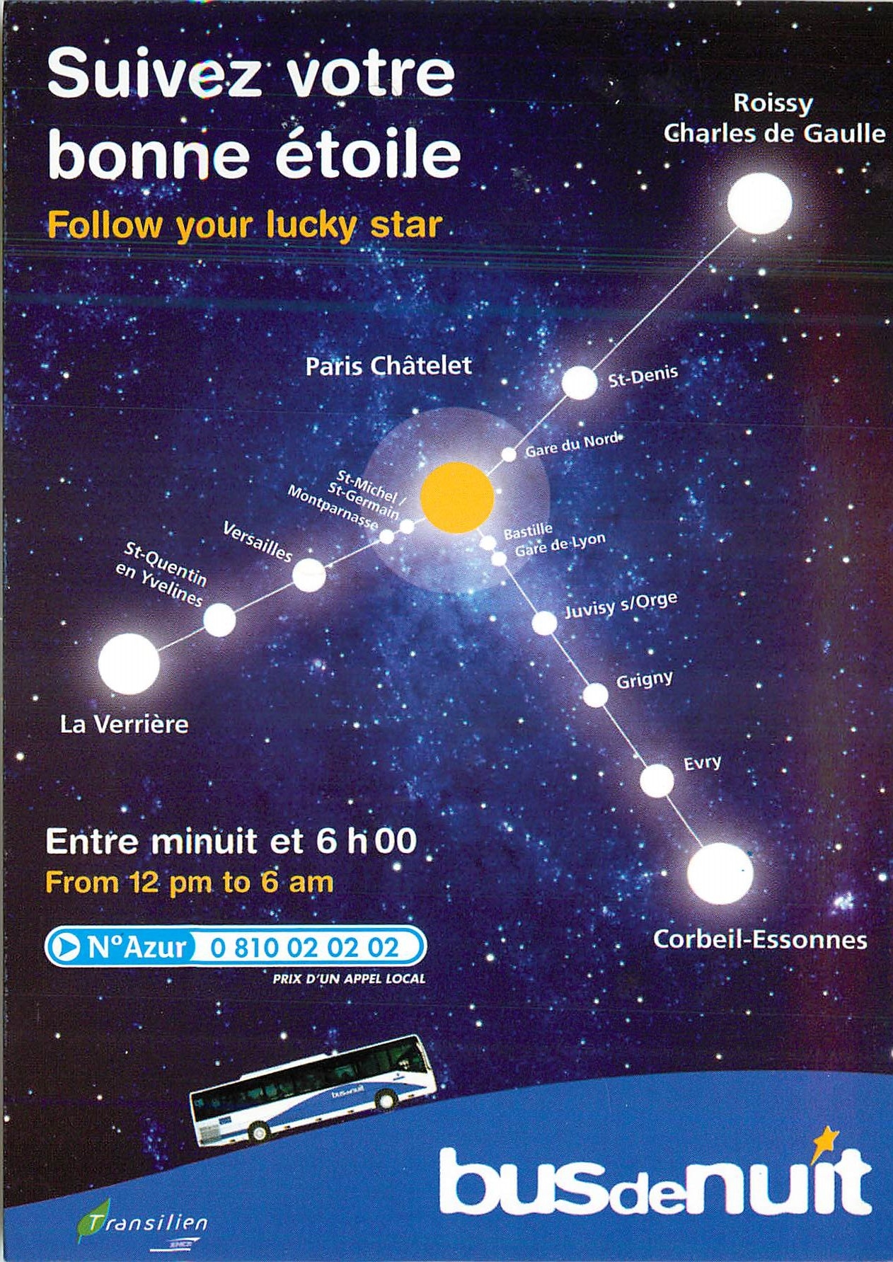 CPM Bus de nuit Roissy Charles de Gaulle La Verriere Corbeil Essonnes Transilien