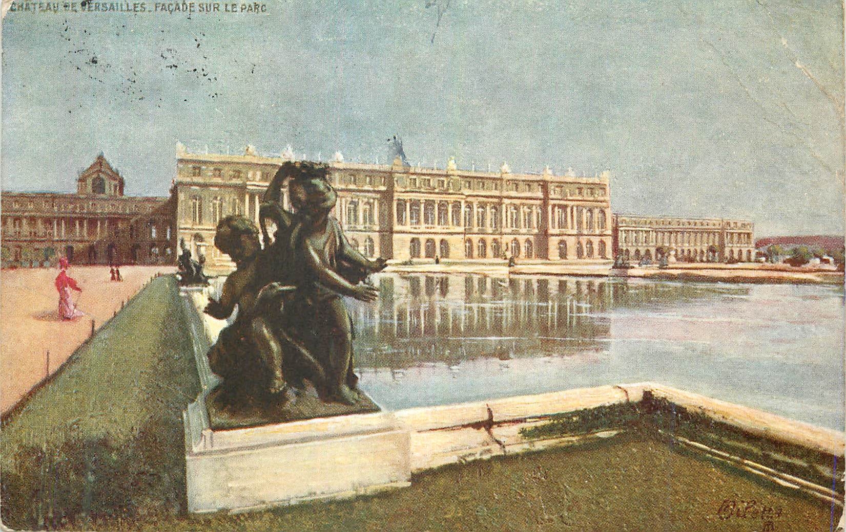 CPA Chateau de Versailles Facade sur le parc