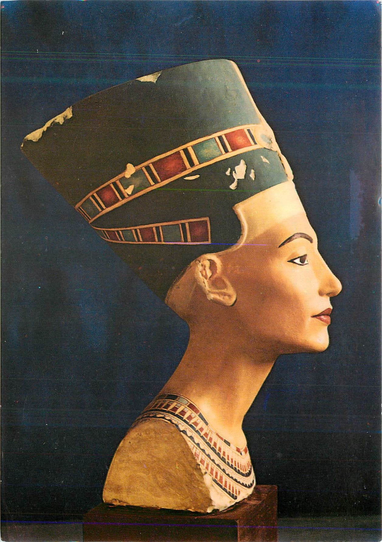 CPM Painted Limestone Bust of Queen Nefertiti