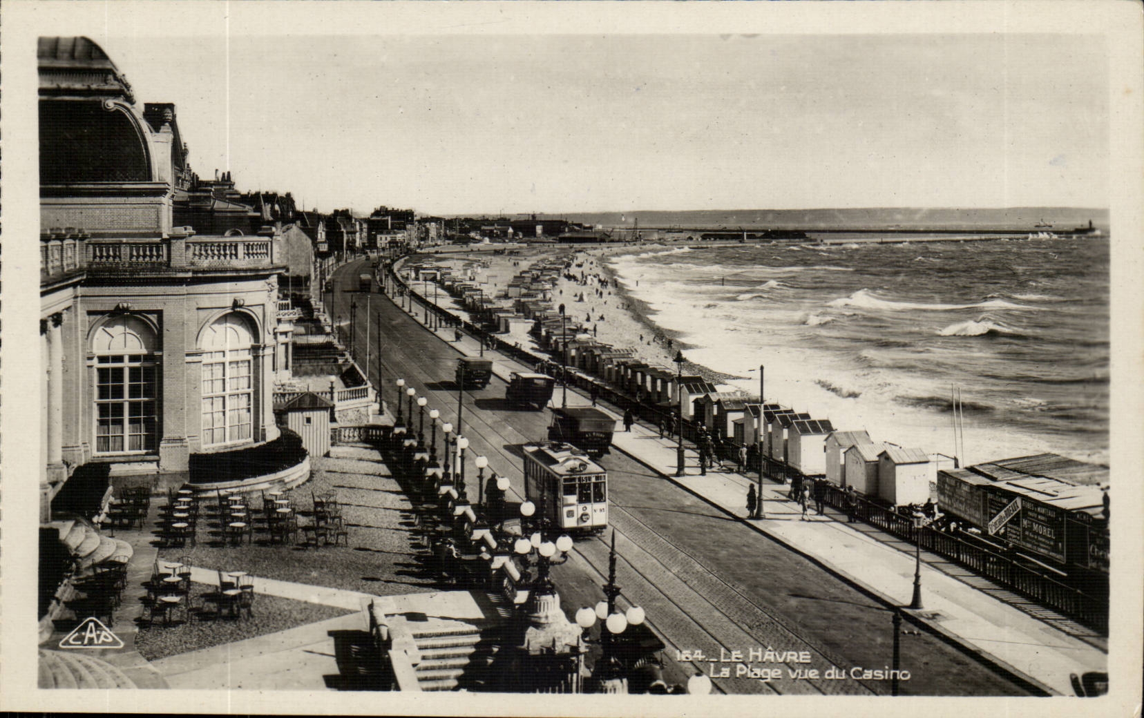 Le Havre - the Beach and T seen of the Casino - tram - CPA