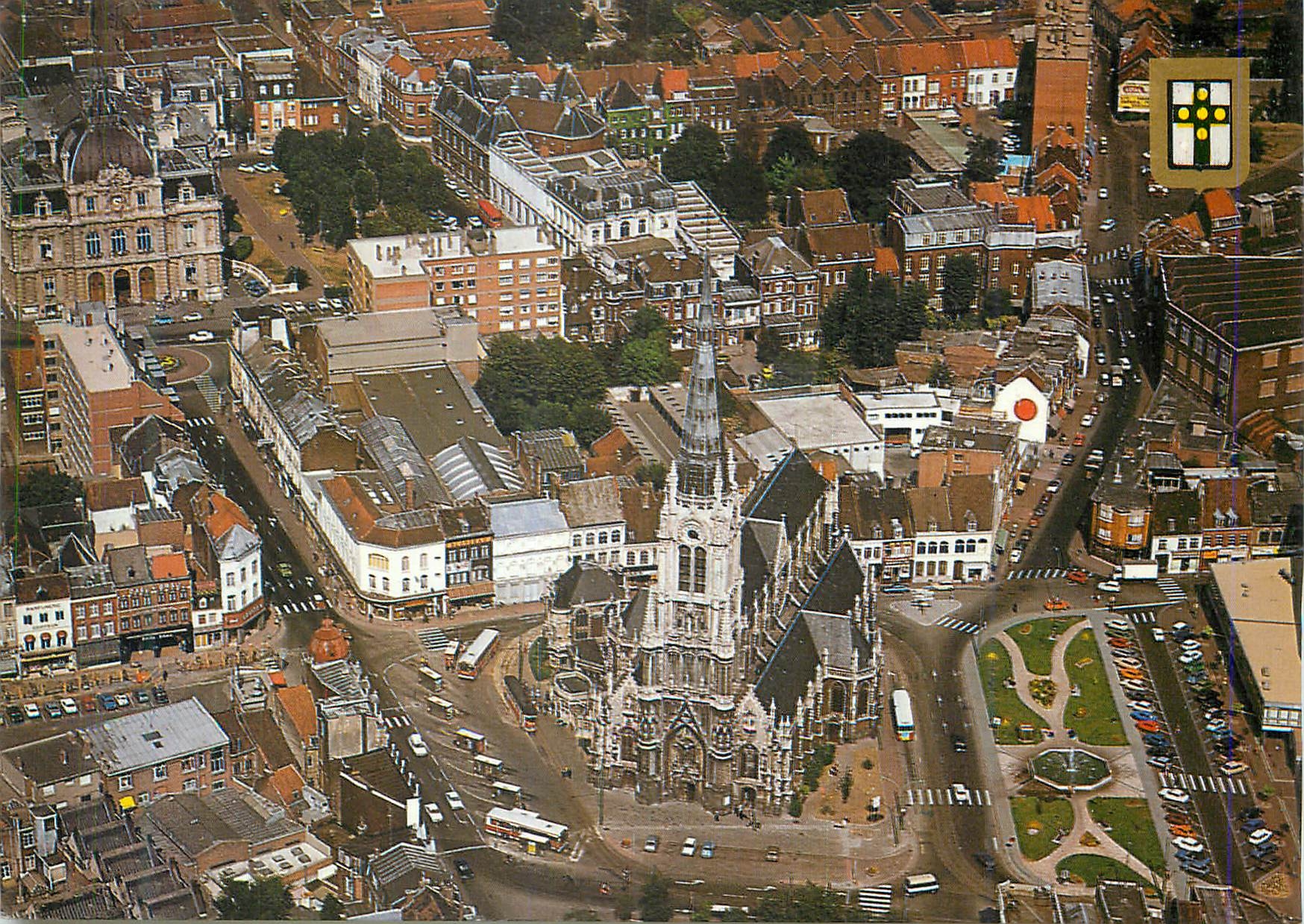 CPM Tourcoing Nord France Vue aerienne Eglise St Christophe 