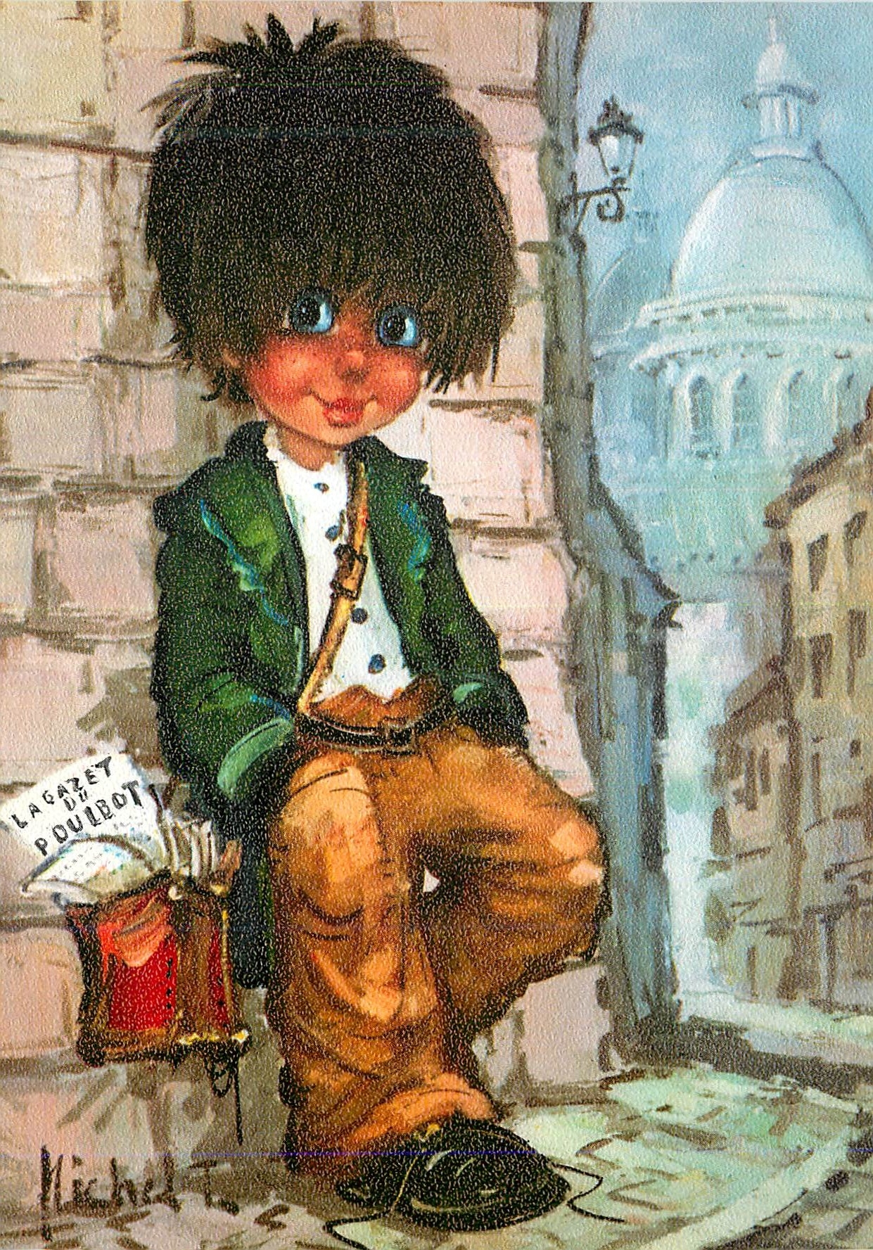 CPM Poulbot de Michel Thomas le Vendeur de journaux Paris Sacre Cœur