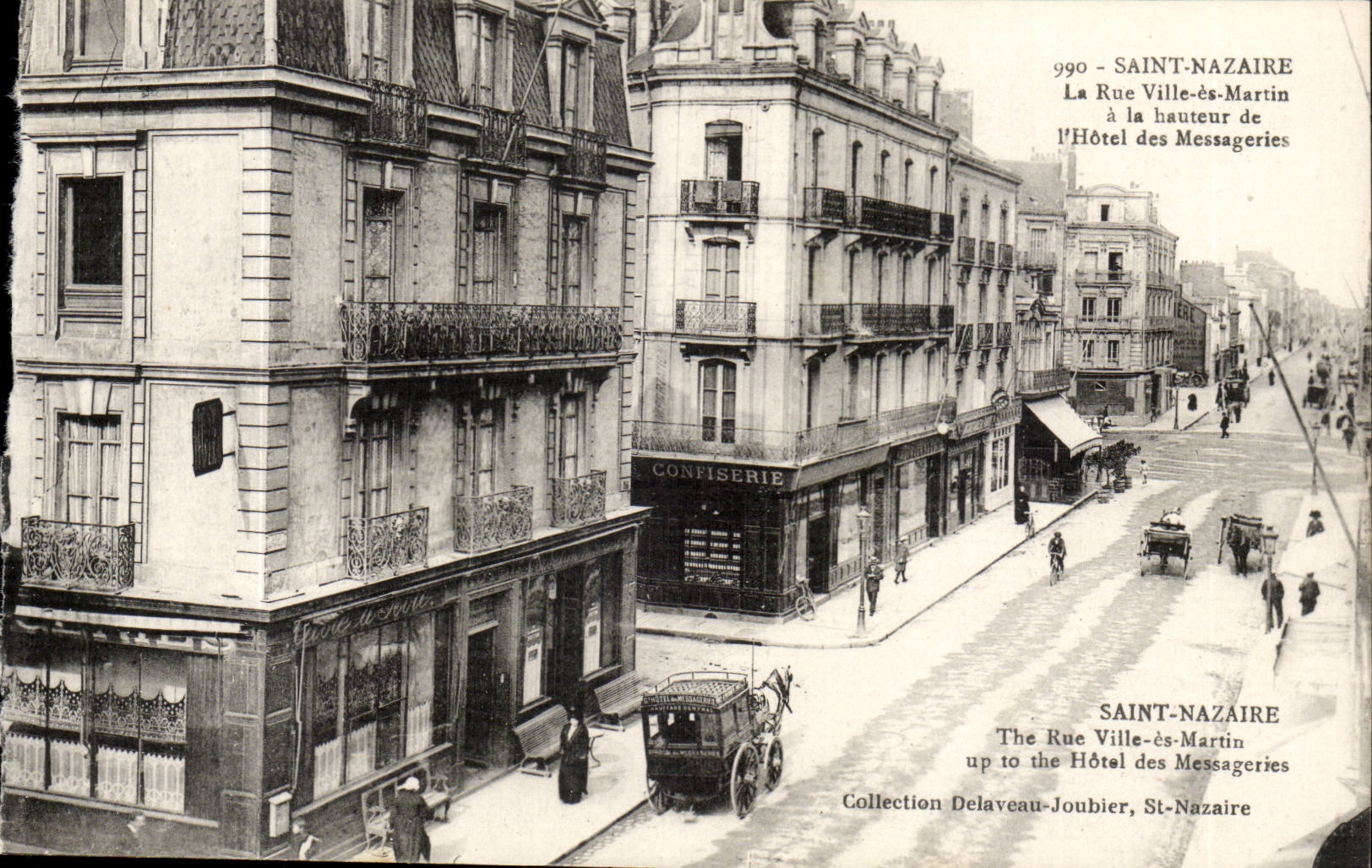 Nazaire-Heiliges - Saint Nazer - die Strassen-Stadt ist Martin auf dem Niveau des Hotels von Messangeries - Sussigkeiten - CPA