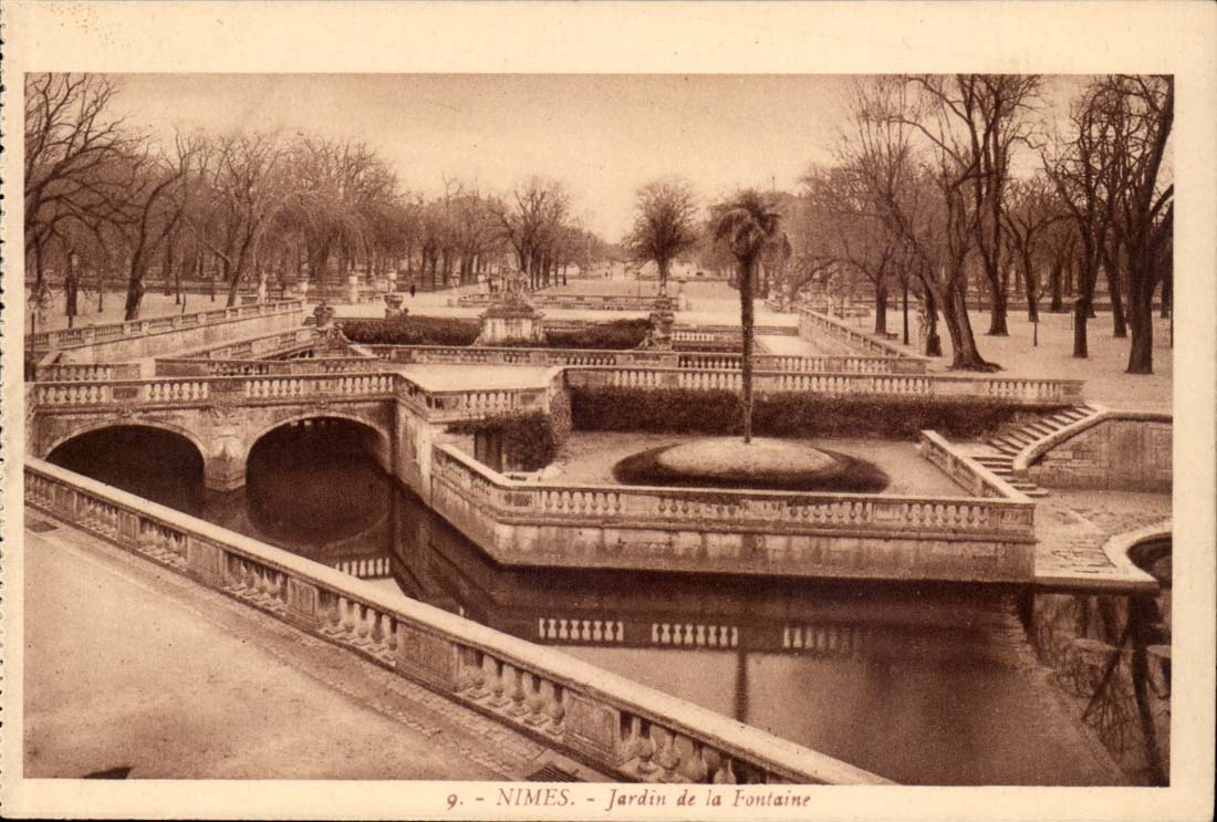 Garten Nimes-CPA des Brunnens