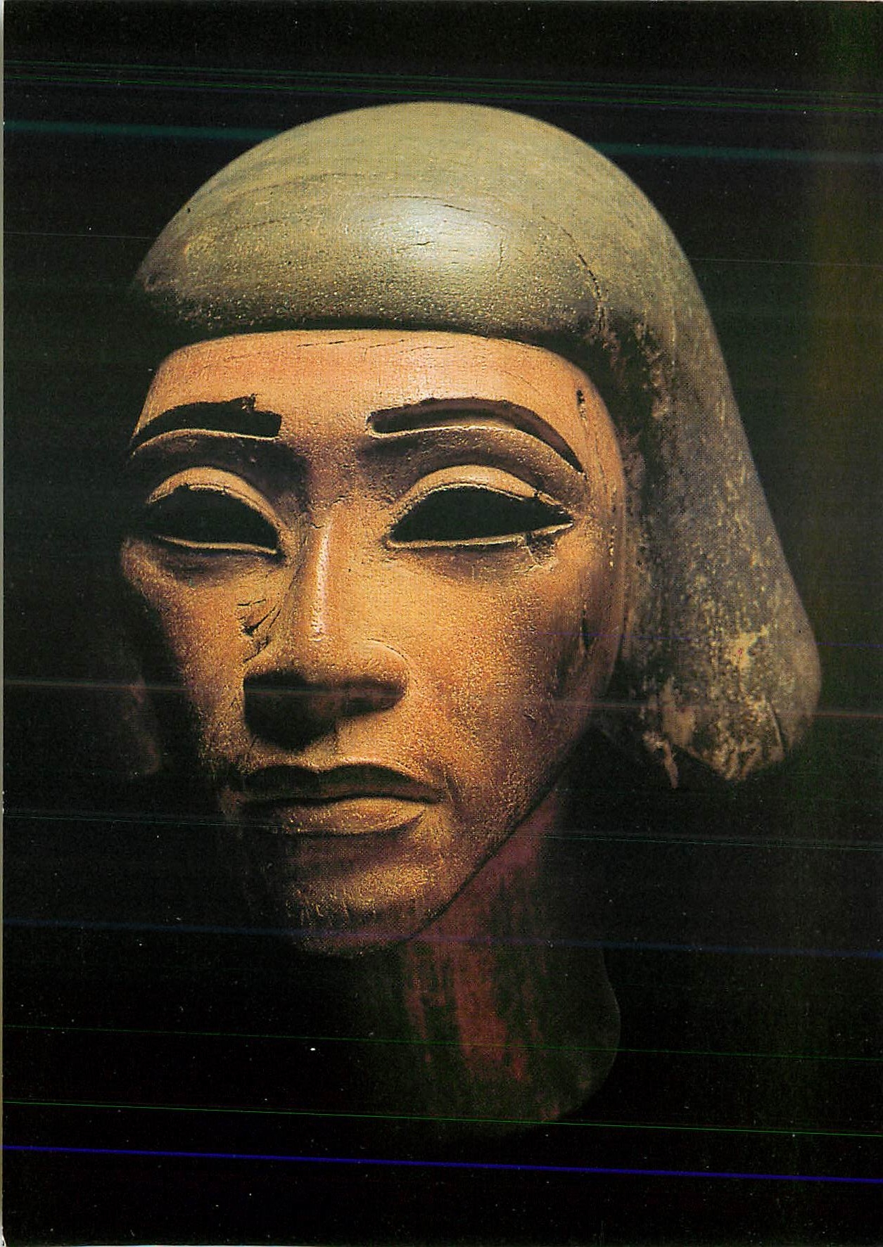 CPA Paris Musee du Louvre Departement des Antiquites Egyptiennes Tete Amarnienne formant le sommet d'une harpe Egypte ve