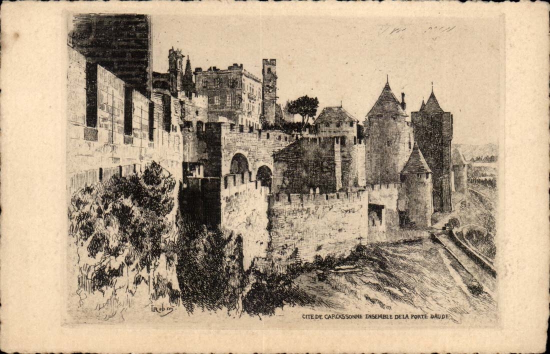 CPA ISCED of Carcassonne Together of the door of Aude