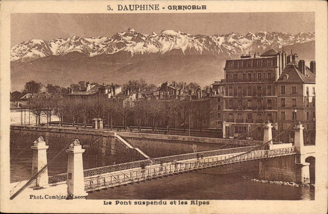 Dauphine CPA Grenoble the suspended bridge and the Alps