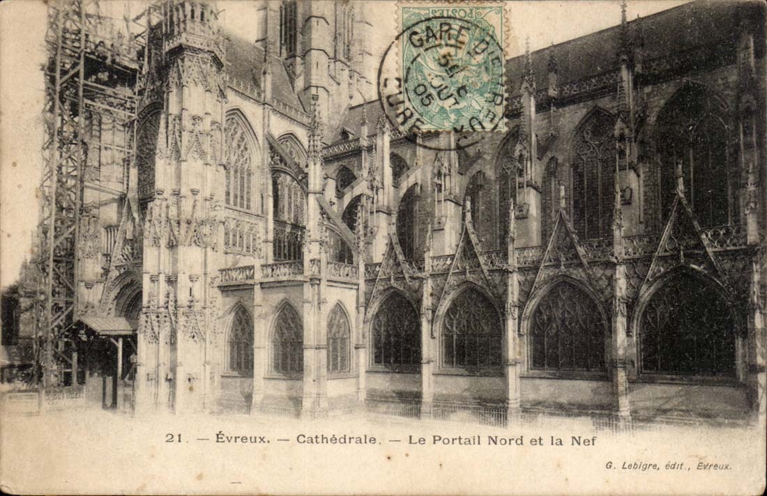 Evreux CPA Cathedral the Northern gate and the nave