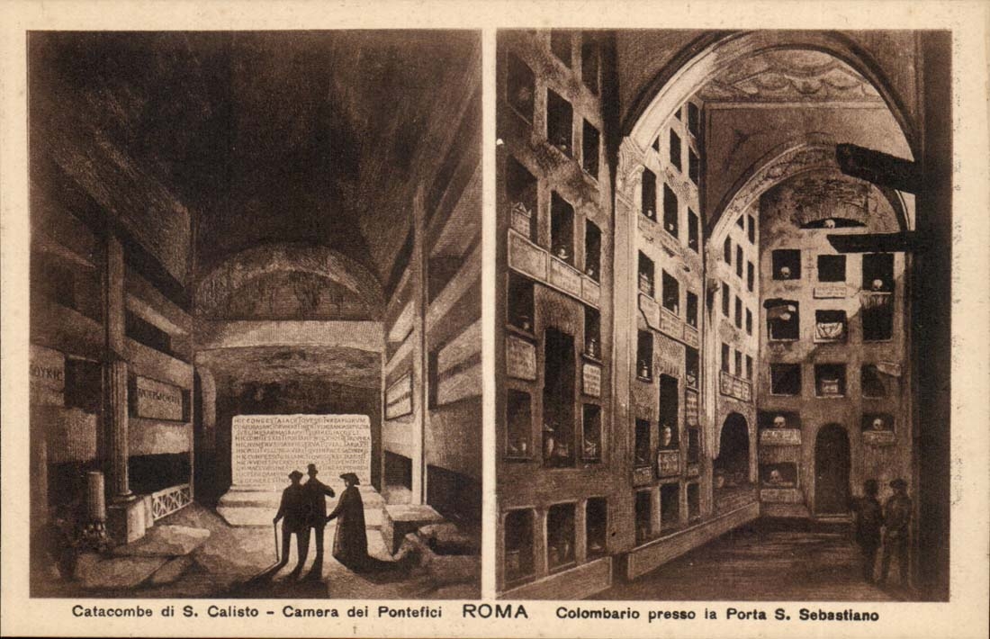 Italy Italia Roma CPA Catacomb di S Calisto Camera del Pontefici Colombario Colomnbarium