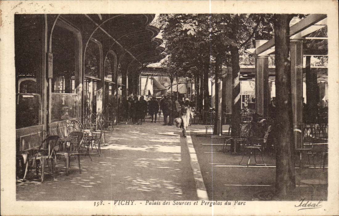 Vichy CPA Palate of the Sources and Pergolas of the park