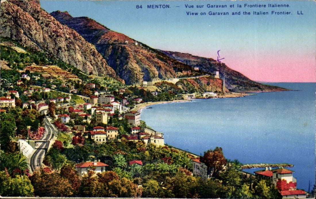 Menton CPA Vue sur Garaan et la frontiere italienne