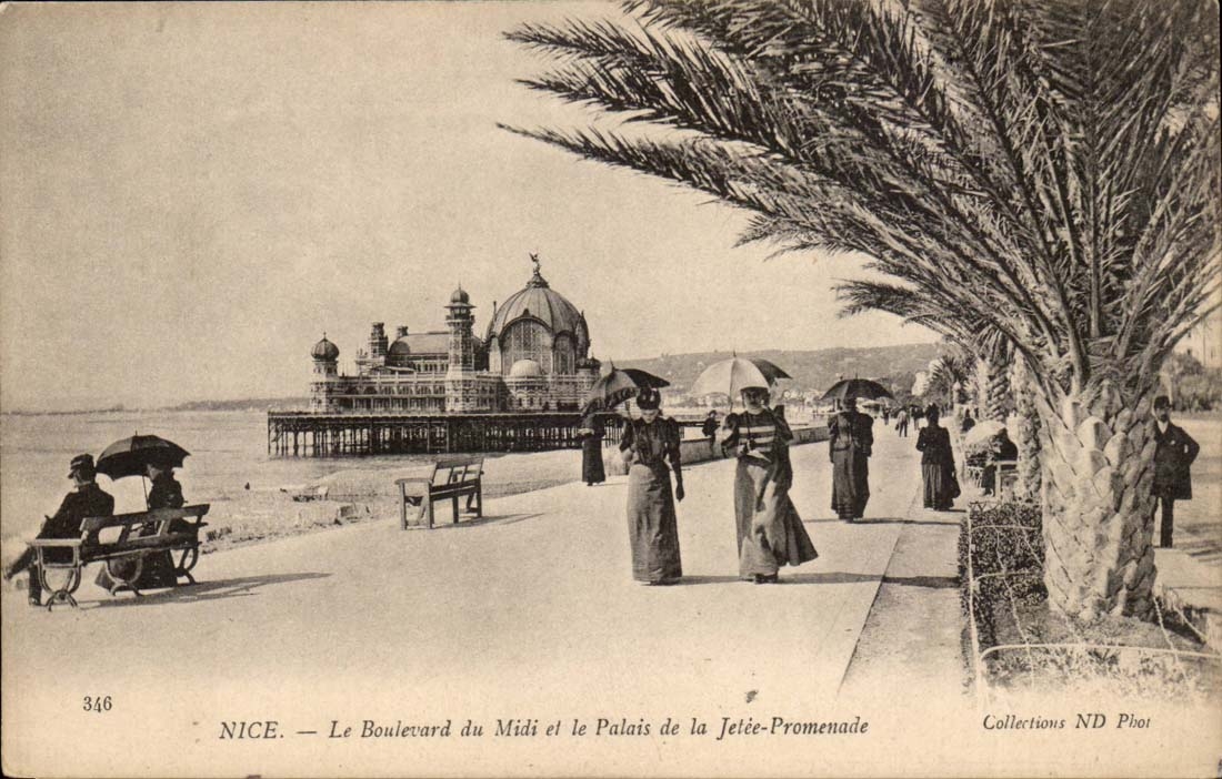 Nice CPA the boulevard of the South and the palate of the pier walk