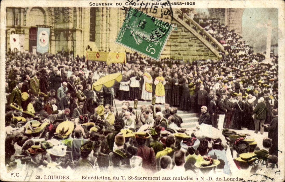 Lourdes CPA Benediction of T sacrament to the patients has ND of Lourdes