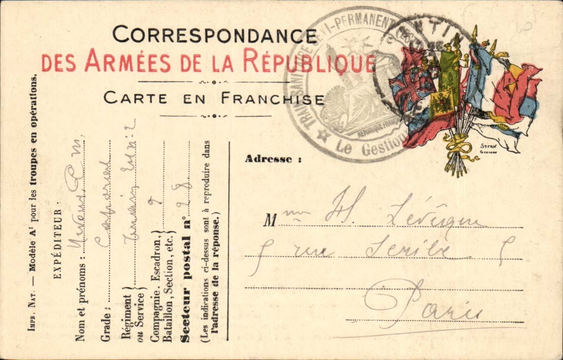 Chart Correspondence of the armies Leveque Paris