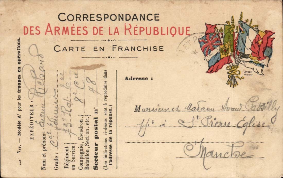 Chart Correspondence of the armies Passilly Pierre Church by Cherbourg