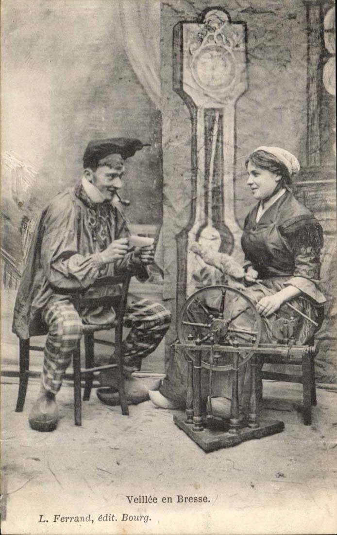 CPA Kostum Veillee Folklore in Bresse