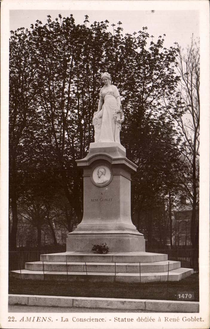 Amiens CPA the Conscience Statue dediee has Rene Goblet