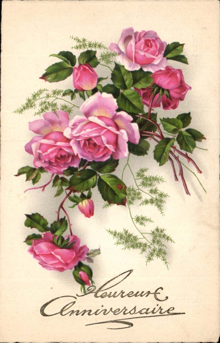 CPA Happy Fantasy birthday Flowers