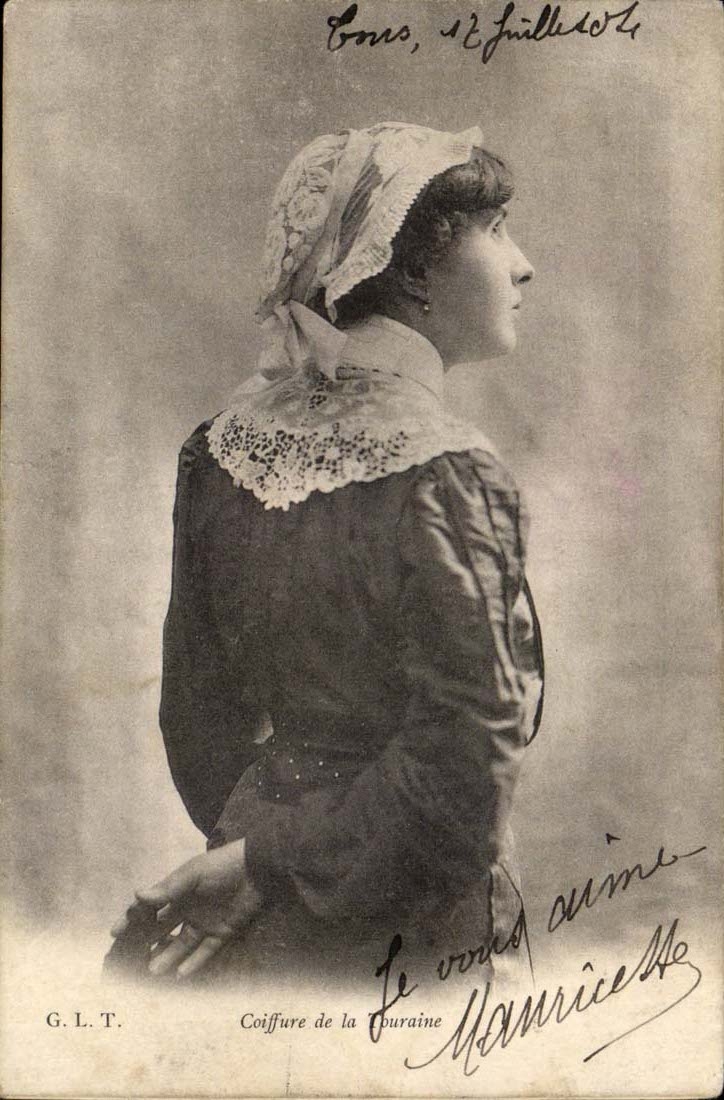 CPA Kostum-Folklore-Frisur von Touraine (Tours)