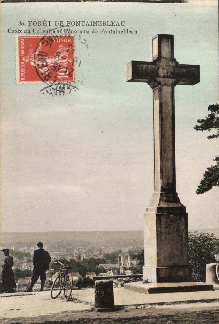 drill of Fontainebleau CPA Cross of the martyrdom and panorame