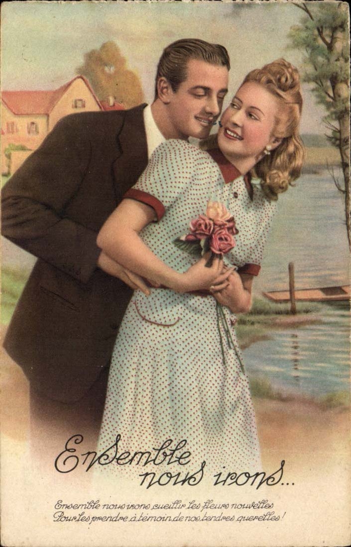 CPA Fantaisie Ensemble nous irons Couple