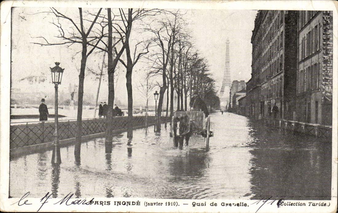 Paris floods CPA Quai of Grenelle January 1910