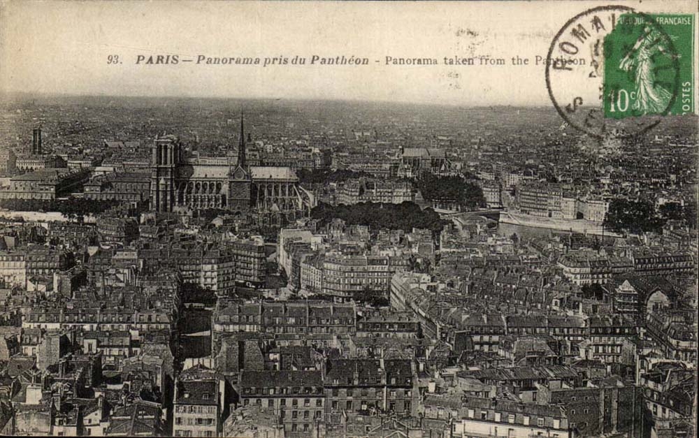 Paris CPA Panorama taken of the Pantheon
